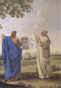 LE SUEUR, Eustache St Bruno Examining a Drawing of the Baths of Diocletian Location of the Future Charterhouse of Rome  (mk05) oil painting reproduction